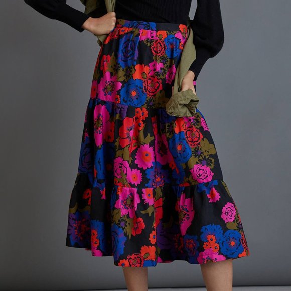 HTF Anthropologie Cindy Tiered Midi Skirt